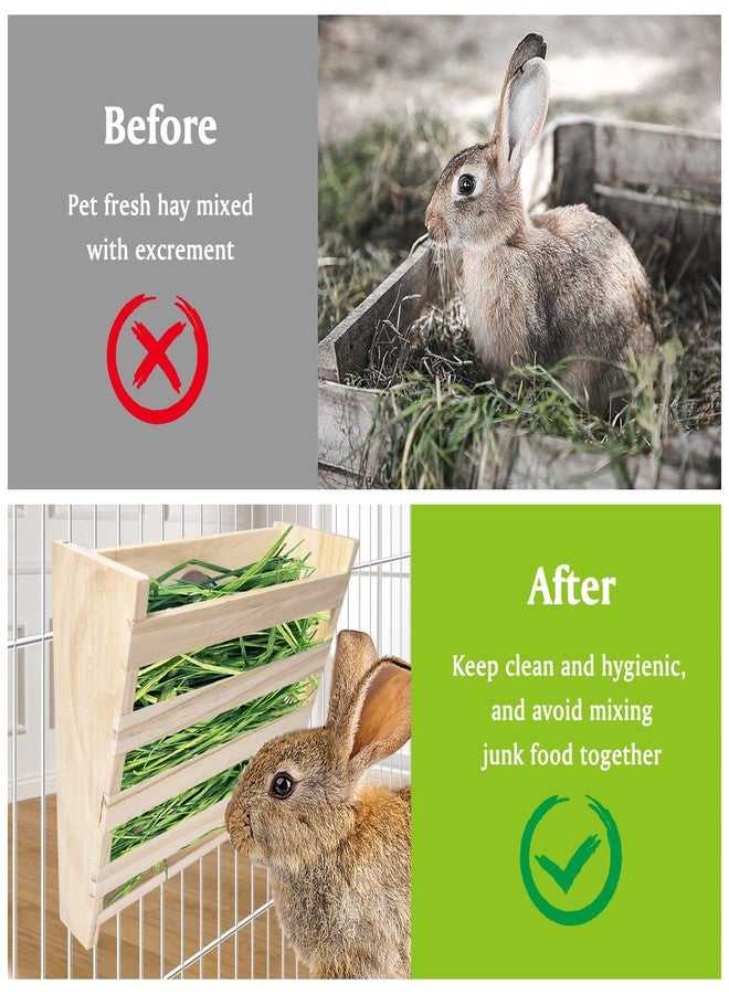 Hamiledyi Small Rabbit Hay Feeder with Litter Box Wooden Food Feeding Manger Bunny Hay Dispenser Small Animals Grass Holder for Guinea Pig Hamsters Bunny Chinchilla - Image 4