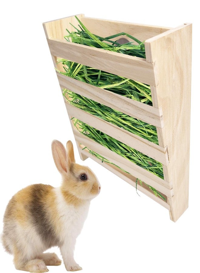 Hamiledyi Small Rabbit Hay Feeder with Litter Box Wooden Food Feeding Manger Bunny Hay Dispenser Small Animals Grass Holder for Guinea Pig Hamsters Bunny Chinchilla - Image 1