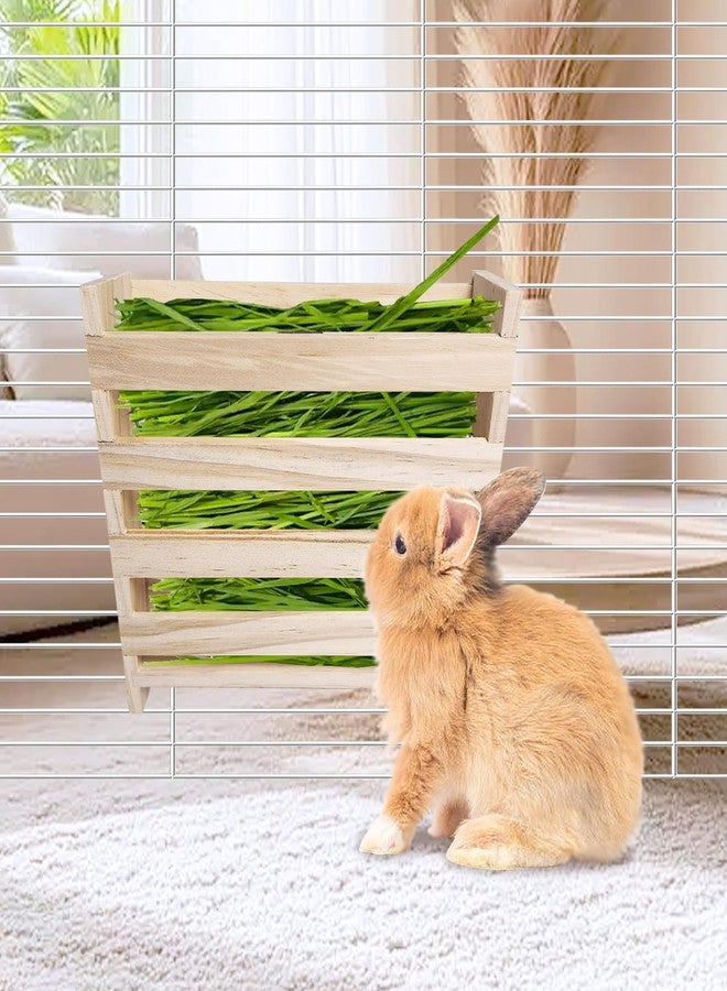Hamiledyi Small Rabbit Hay Feeder with Litter Box Wooden Food Feeding Manger Bunny Hay Dispenser Small Animals Grass Holder for Guinea Pig Hamsters Bunny Chinchilla - Image 5
