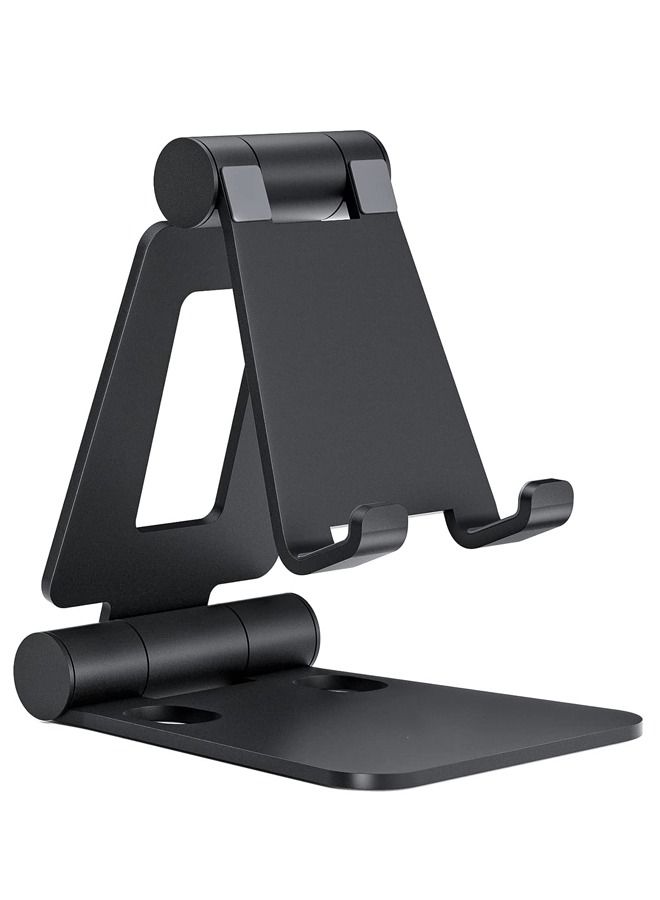 Padom Dual Folding Cell Phone Stand, Fully Adjustable Foldable Desktop Phone Holder Cradle Dock Compatible with Phone 14 13 12 11 Pro Xs Xs Max Xr X 8, Nintendo Switch, All Phones - Image 1