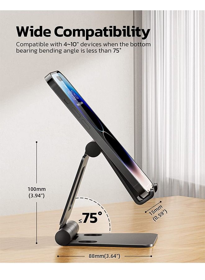 Padom Dual Folding Cell Phone Stand, Fully Adjustable Foldable Desktop Phone Holder Cradle Dock Compatible with Phone 14 13 12 11 Pro Xs Xs Max Xr X 8, Nintendo Switch, All Phones - Image 3