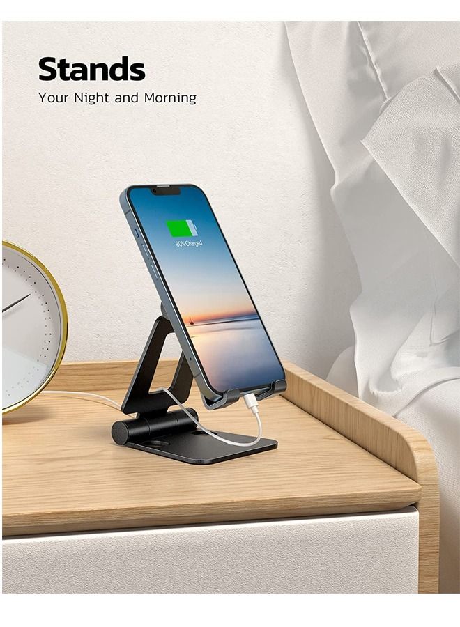 Padom Dual Folding Cell Phone Stand, Fully Adjustable Foldable Desktop Phone Holder Cradle Dock Compatible with Phone 14 13 12 11 Pro Xs Xs Max Xr X 8, Nintendo Switch, All Phones - Image 4