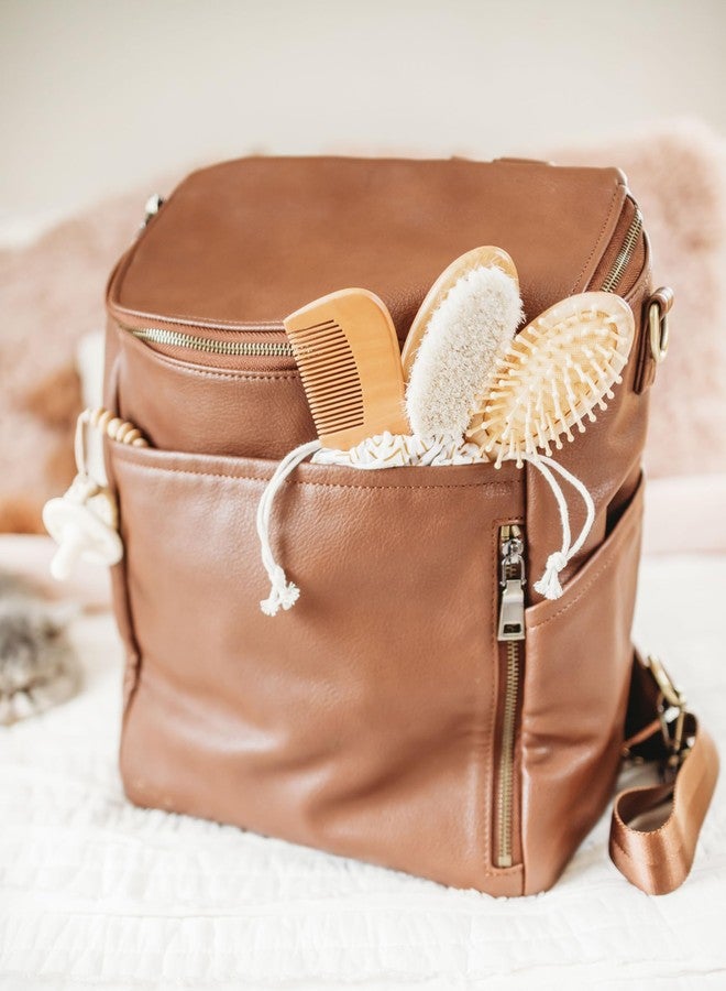 Pondering Pine Natural Baby Brush Set - Wooden Brushes and Comb With Boho Travel Bag for Girl or Boy - Soft Goat Hair Brush for Cradle Cap, Bamboo Toddler Brush, Newborn Hairbrush for Scalp Grooming - Image 2