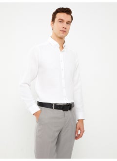 Slim Fit Long Sleeve Dobby Weave Men's Shirt
