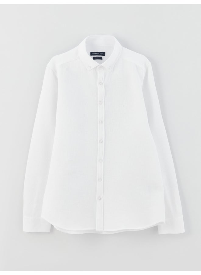 LC WAIKIKI - Slim Fit Long Sleeve Dobby Weave Men's Shirt - Image 1