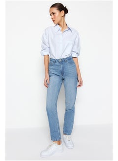 Blue High Waist Straight Jeans TWOSS22JE0653