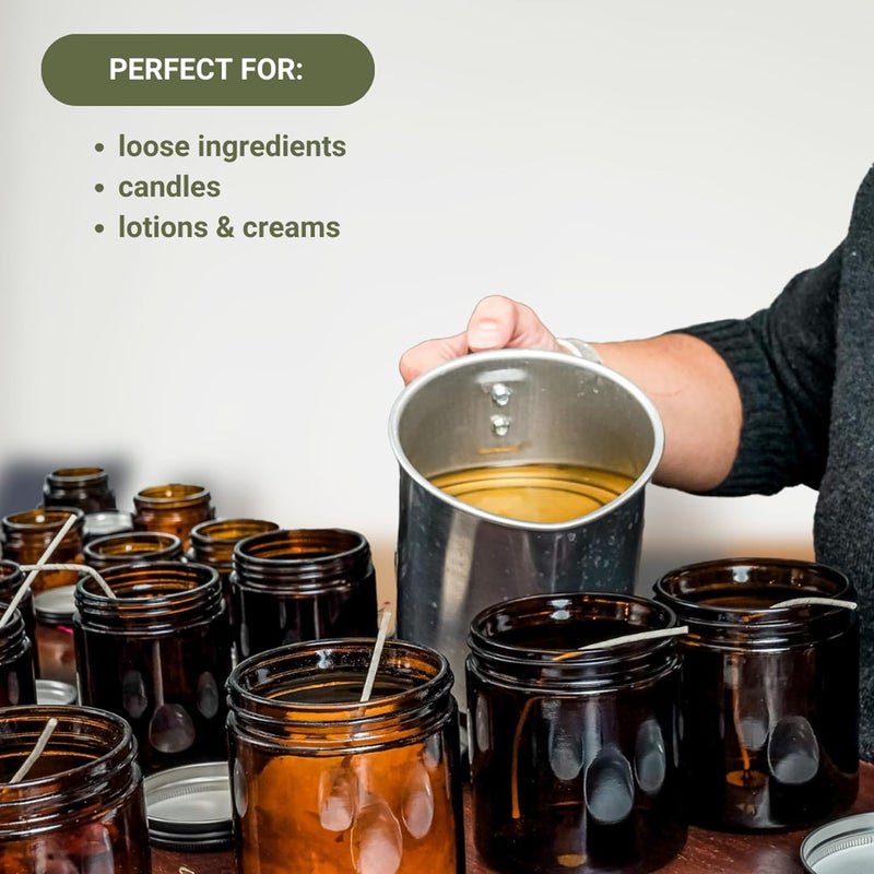 Nature Packaged Glass Amber 4oz Jar - 12 Packs, Lead-Free Empty Round Jars For Beauty Products, Lotion, and Powders - Black Lid - Small Candle Jars - Image 5