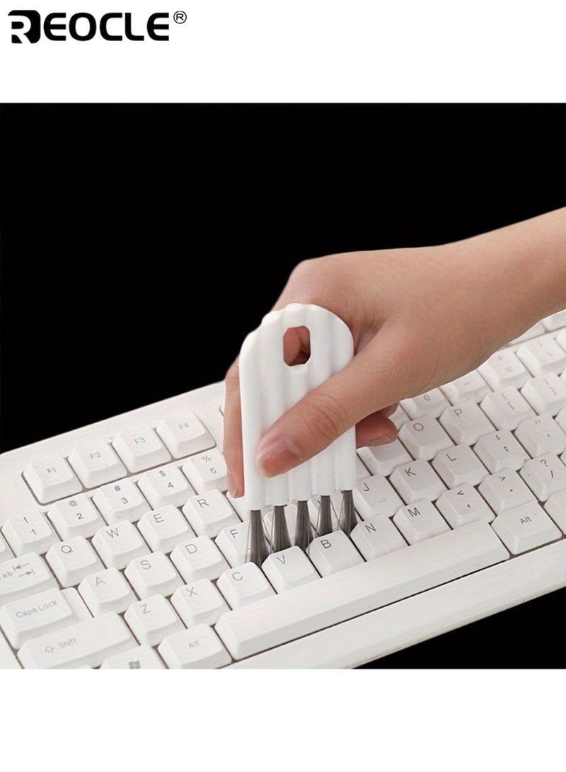 REOCLE 8pcs Multi-Function Computer Cleaning Kit Soft Brush Keyboard Cleaner Corner Gap Duster Cap Cleaner Ergonomic Anti-Slip Texture Grip No-Drill Adhesive Hanging Design - Image 3