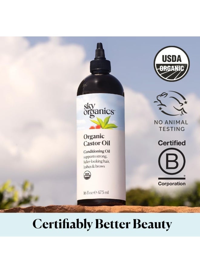 Sky Organics USDA Organic Cold Pressed (473ml) 100% Pure Hexane-Free Castor Oil – Moisturizing & Healing For Dry Skin Hair Growth – For Skin Hair Care Eyelashes – Caster Oil by Sky Organics - Image 2