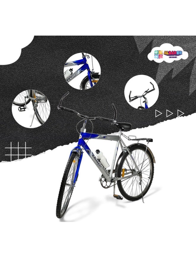 ALBADER Classic Vintage Bicycle for Adults, with Rear Carrier and Water Bottle, Strong Metal Frame City Bike, Dual Brake System, Comfortable Handlebar, Stable Road Tires, Daily Commuter Bicycle for Men and Women - Image 4