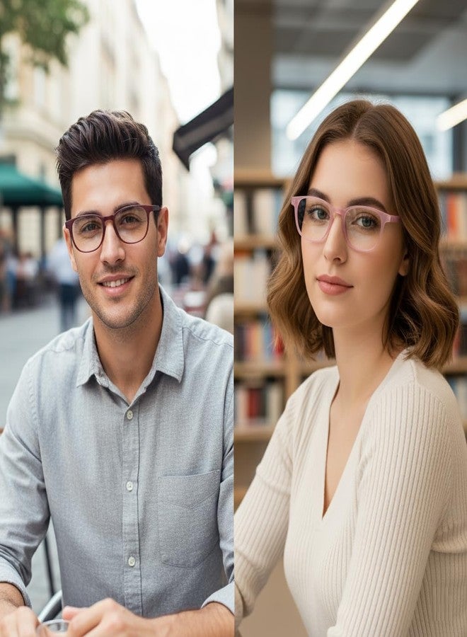 نظارات روشفورت زيرو باور مربعة الشكل، للجنسين، لون أزرق، خفيفة الوزن، مصنوعة من مادة TR، مزودة بحماية من الأشعة فوق البنفسجية، تصميم أنيق ومريح. إكسسوار مثالي للاستخدام اليومي. (وردي مائل) - Image 2