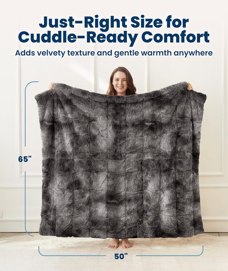 Everlasting Comfort Soft & Comfortable Gray Faux Fur Throw Blanket for Couch - (50"x65") Minky & Fluffy Fall Blankets & Throws, Plush Fuzzy Cover for Bed, Sofa & Living Room - Cozy Home Decor - Image 5