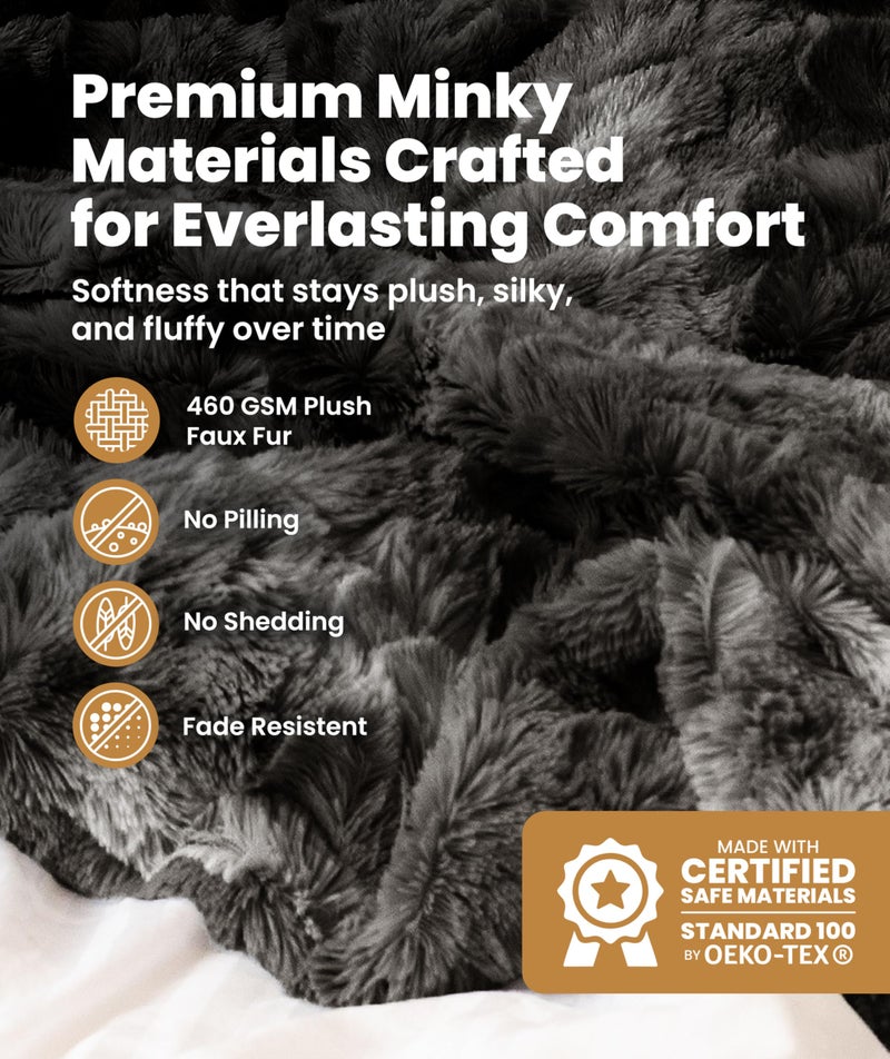 Everlasting Comfort Soft & Comfortable Gray Faux Fur Throw Blanket for Couch - (50"x65") Minky & Fluffy Fall Blankets & Throws, Plush Fuzzy Cover for Bed, Sofa & Living Room - Cozy Home Decor - Image 2