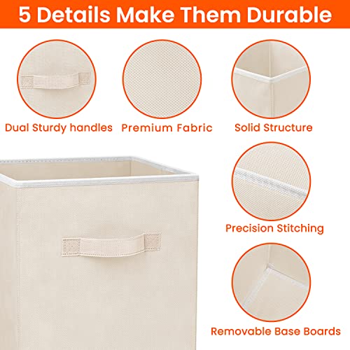 Criusia Large Storage Cubes - 13 Inch Heavy Duty Fabric Storage Bins for Shelves Closet, Cube Organizer - 8 Pack Collapsible Cube Storage Bins Baskets for Organizing Clothes Blankets Toys (Beige) - Image 3