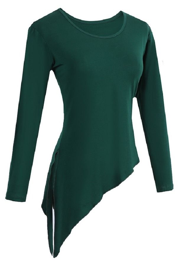 Loquat Women's Dance Practice Clothes With Irregular Split Tops And Long Sleeves 