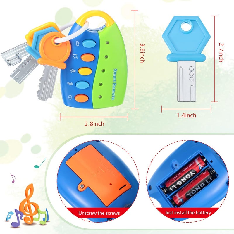 Skylety Musical Smart Remote Key Toy Fake Car Toy Keys with Sound and Lights Fun and Educational Key Toys for Travel Play (Batteries Not Included) - Image 3