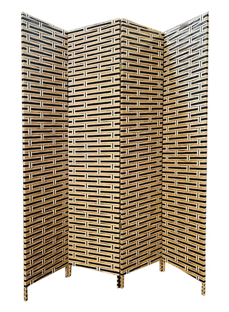 Generic 𝐅𝐅𝐃 Portable 4-Panel Privacy Screen | Lightweight & Durable Room Separator for Living Room, Bedroom, Office |  No Assembly Required, Stylish Rattan Finish  - Image 1