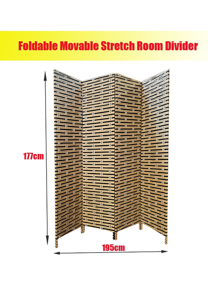 Generic 𝐅𝐅𝐃 Portable 4-Panel Privacy Screen | Lightweight & Durable Room Separator for Living Room, Bedroom, Office |  No Assembly Required, Stylish Rattan Finish  - Image 2