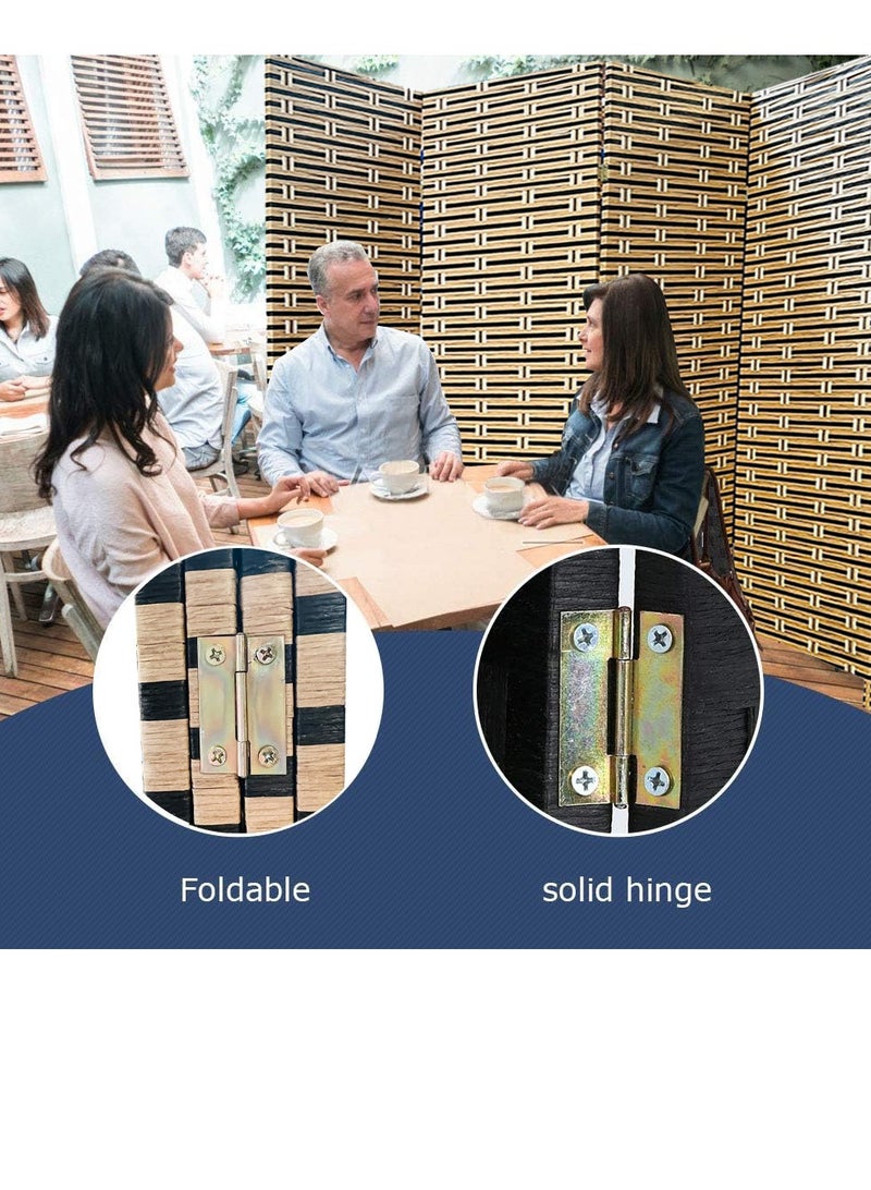Generic 𝐅𝐅𝐃 Portable 4-Panel Privacy Screen | Lightweight & Durable Room Separator for Living Room, Bedroom, Office |  No Assembly Required, Stylish Rattan Finish  - Image 4