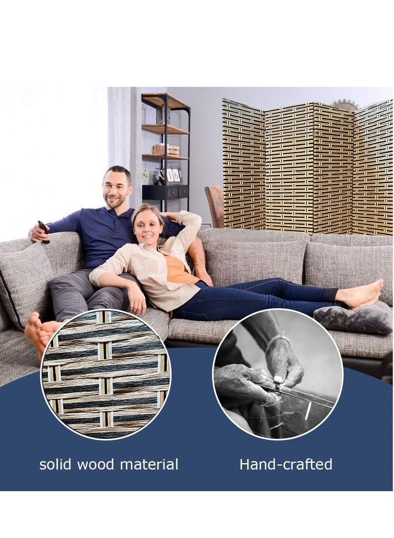 Generic 𝐅𝐅𝐃 Portable 4-Panel Privacy Screen | Lightweight & Durable Room Separator for Living Room, Bedroom, Office |  No Assembly Required, Stylish Rattan Finish  - Image 5
