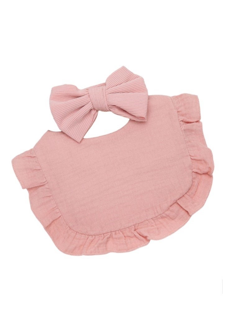 Bambimici Bambimici - Ava Small Ribbon Headband & Baby Bib Set - Pink  - Image 1