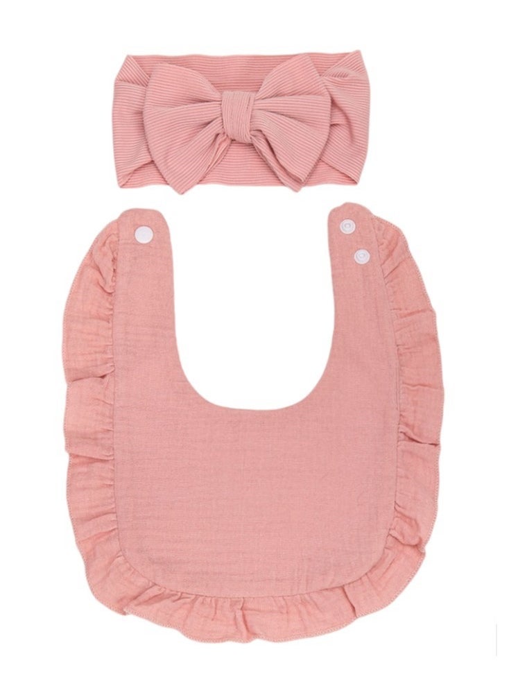 Bambimici Bambimici - Ava Small Ribbon Headband & Baby Bib Set - Pink  - Image 4