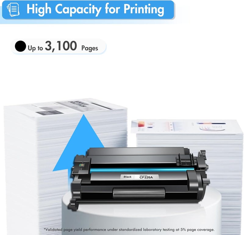 خرطوشة حبر متوافقة بديلة لـ HP 26A CF226A 26X CF226X Pro M402n M402dn M426 M402d M402dw Laser Jet MFP M426fdw M426fdn M402 M426dw طابعة (أسود، عبوة من 2) - Image 3