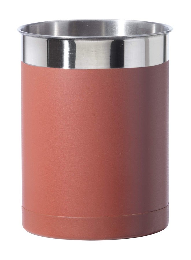 OGGI Stainless Steel Jumbo Utensil Holder - 7" Utensil Caddy, Weighted Base for Stability - Extra Large Utensil Crock and Countertop Utensil Organizer, Brick Red - Image 1