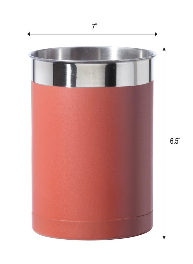 OGGI Stainless Steel Jumbo Utensil Holder - 7" Utensil Caddy, Weighted Base for Stability - Extra Large Utensil Crock and Countertop Utensil Organizer, Brick Red - Image 5