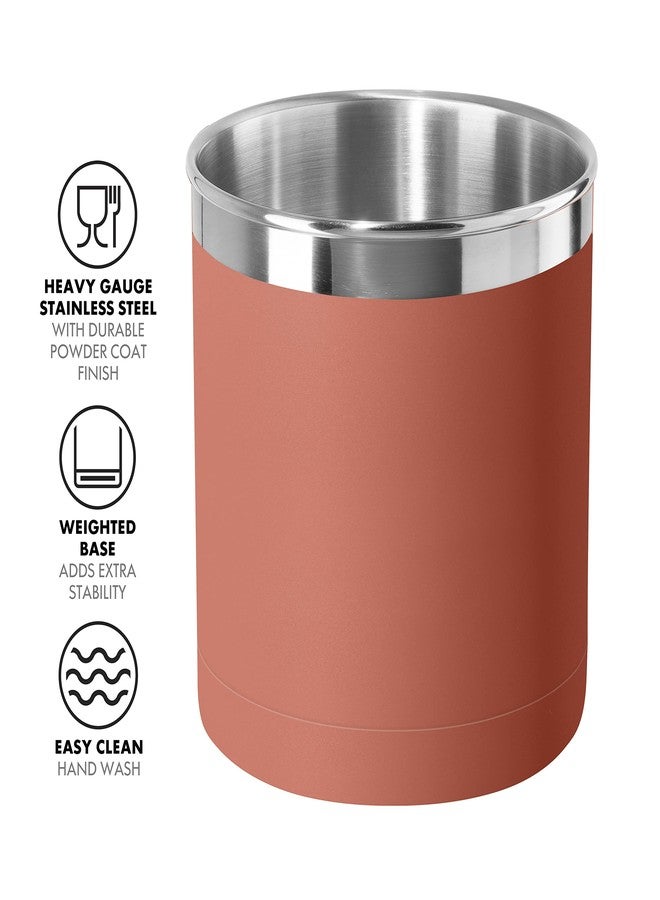 OGGI Stainless Steel Jumbo Utensil Holder - 7" Utensil Caddy, Weighted Base for Stability - Extra Large Utensil Crock and Countertop Utensil Organizer, Brick Red - Image 2
