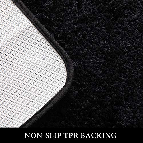 MIULEE Set of 2 Non Slip Shaggy Bathroom Rugs Extra Thick Soft Bath Mats Plush Microfiber Absorbent Water for Tub Shower Machine Washable (Black, 16x24 inches) - Image 4