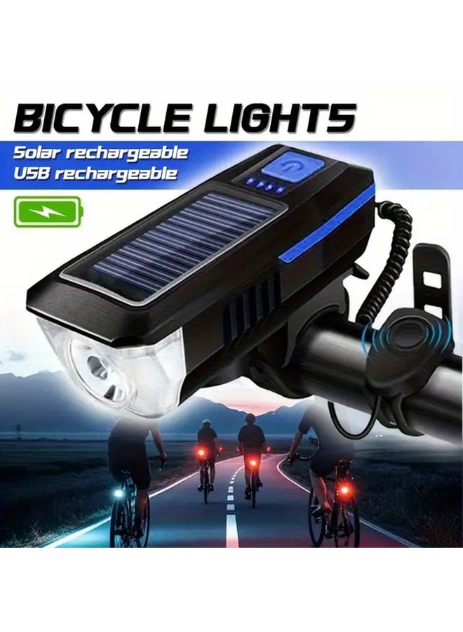 Solar USB Dual Charging Bike Light Hands Free Flashlight For Cycling Travel Emergency - Image 2