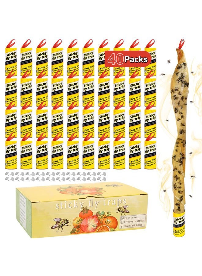 Stingmon 40 Rolls Fly Trap, Fly Traps Outdoor, Fly Traps Indoor for Home, Sticky Fly Strips, Fly Paper Tape Catcher Ribbon for Gnat Fungus Fruit Flies - Image 1