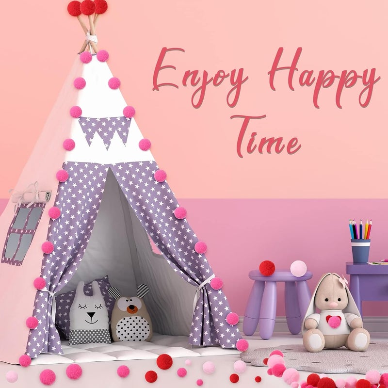 Tegeme 1200 Pcs Pom Poms Balls for Christmas Winter Crafts Home Office School Garlands Decor(Red, Pink, Rose Red) - Image 5