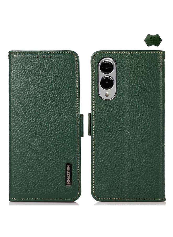 S-TOP Case For Samsung Galaxy S25 Edge 5G KHAZNEH Side-Magnetic Litchi Genuine Leather RFID Phone Case - Image 1