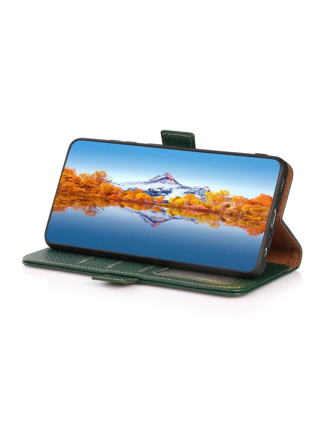 S-TOP Case For Samsung Galaxy S25 Edge 5G KHAZNEH Side-Magnetic Litchi Genuine Leather RFID Phone Case - Image 5