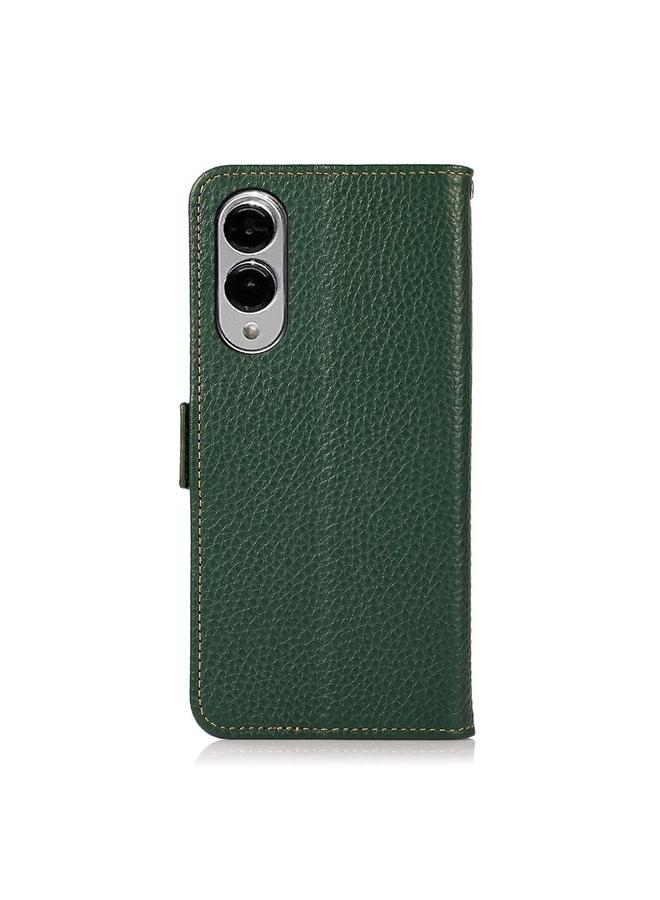 S-TOP Case For Samsung Galaxy S25 Edge 5G KHAZNEH Side-Magnetic Litchi Genuine Leather RFID Phone Case - Image 3