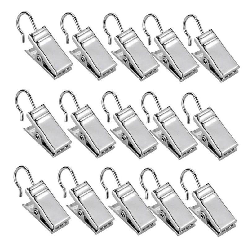 36 Pcs Heavy Duty Silver Curtain Hooks Clamps for Drapes Bathroom Shower Window Hardware - Image 5