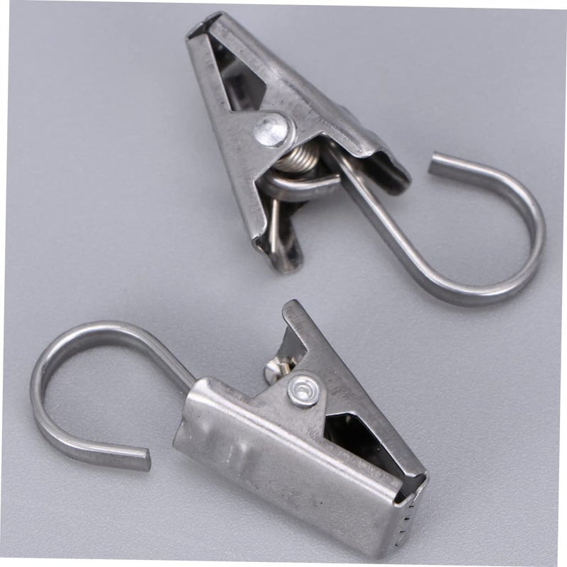36 Pcs Heavy Duty Silver Curtain Hooks Clamps for Drapes Bathroom Shower Window Hardware - Image 3