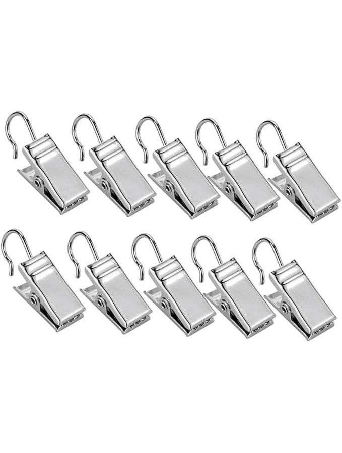36 Pcs Heavy Duty Silver Curtain Hooks Clamps for Drapes Bathroom Shower Window Hardware - Image 1