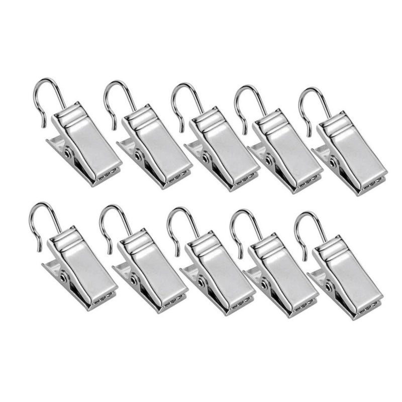 36 Pcs Heavy Duty Silver Curtain Hooks Clamps for Drapes Bathroom Shower Window Hardware - Image 2