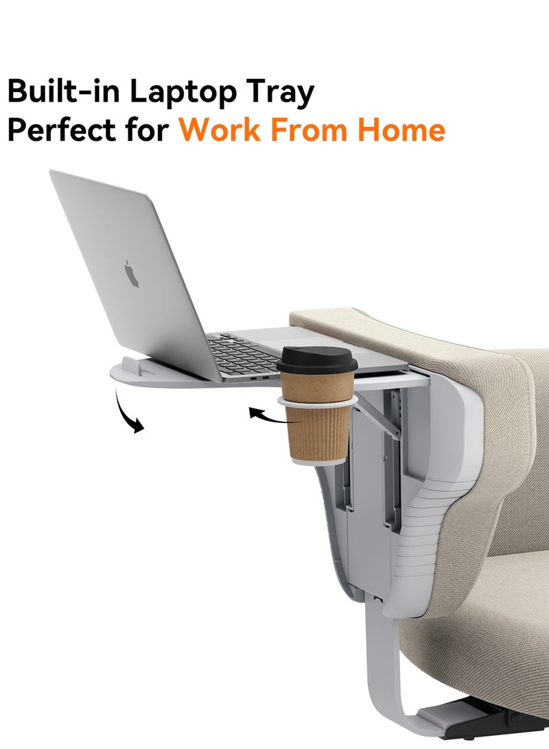 دراجو كرسي مكتب دروغو فريدوم-إكس متعدد الأوضاع، بأرجل متقاطعة، للعمل من المنزل، مع حامل كمبيوتر محمول، ومسند ظهر قابل للتعديل، ومساند ذراع مرنة، وحاملات أكواب | كرسي مكتب، كرسي كمبيوتر بمسند للقدمين | كرسي ألعاب بمقعد مبطن قابل للتهوية، أبيض - Image 4