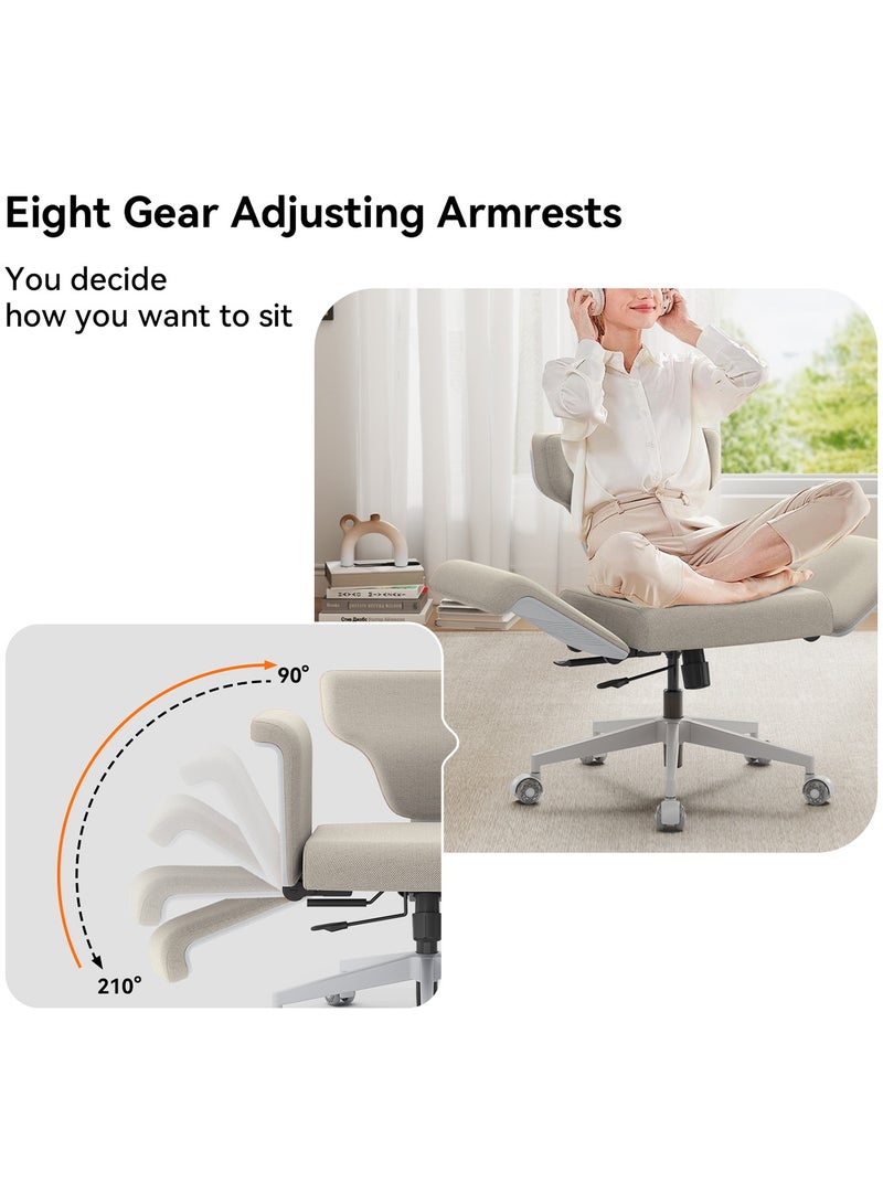 دراجو كرسي مكتب دروغو فريدوم-إكس متعدد الأوضاع، بأرجل متقاطعة، للعمل من المنزل، مع حامل كمبيوتر محمول، ومسند ظهر قابل للتعديل، ومساند ذراع مرنة، وحاملات أكواب | كرسي مكتب، كرسي كمبيوتر بمسند للقدمين | كرسي ألعاب بمقعد مبطن قابل للتهوية، أبيض - Image 5