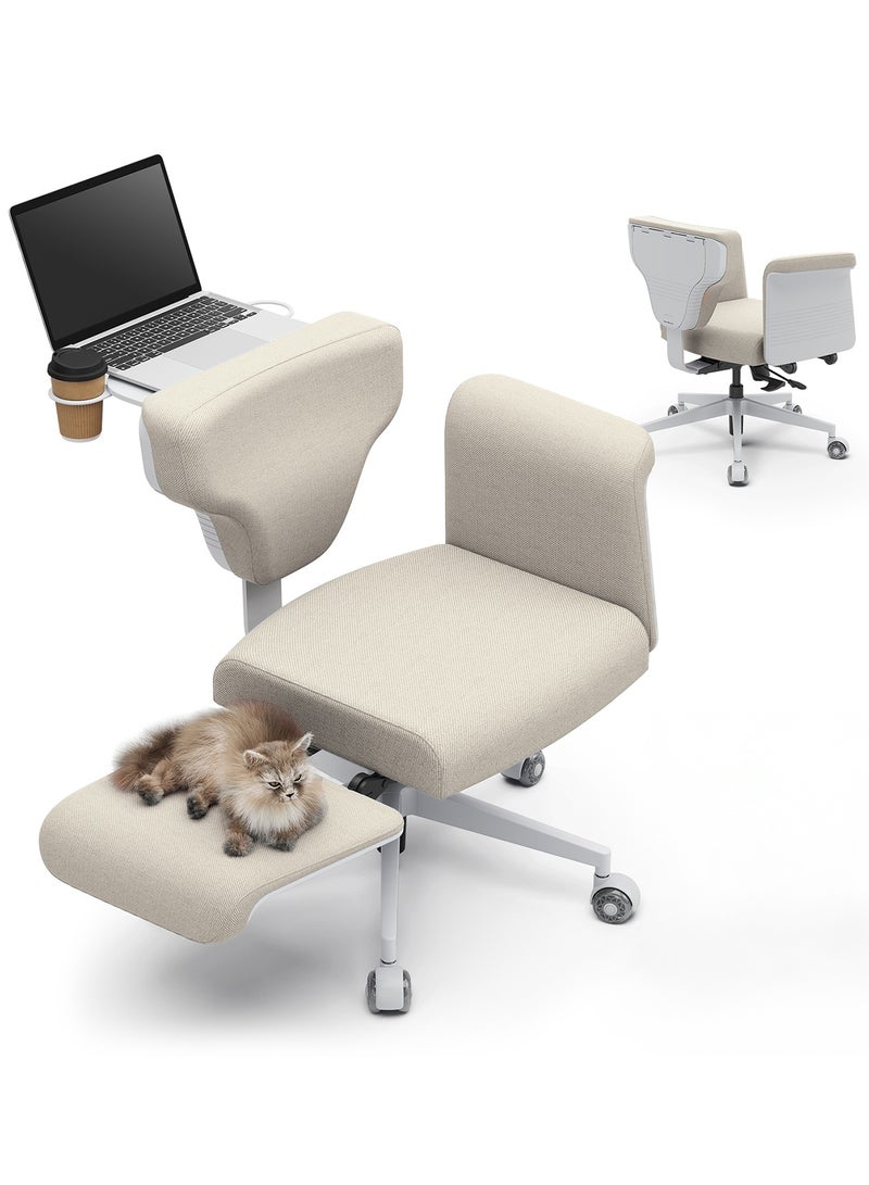 دراجو كرسي مكتب دروغو فريدوم-إكس متعدد الأوضاع، بأرجل متقاطعة، للعمل من المنزل، مع حامل كمبيوتر محمول، ومسند ظهر قابل للتعديل، ومساند ذراع مرنة، وحاملات أكواب | كرسي مكتب، كرسي كمبيوتر بمسند للقدمين | كرسي ألعاب بمقعد مبطن قابل للتهوية، أبيض - Image 1