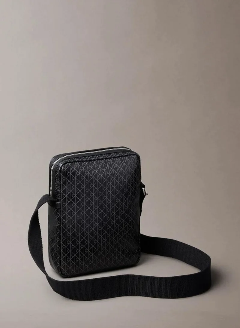 Calvin Klein Black AOP Allover Emblem Logo Reporter Bag for Men | Best Price UAE