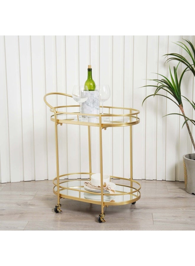 Pan Home Ellipsa Serving Trolley - White & Gold  - Image 2