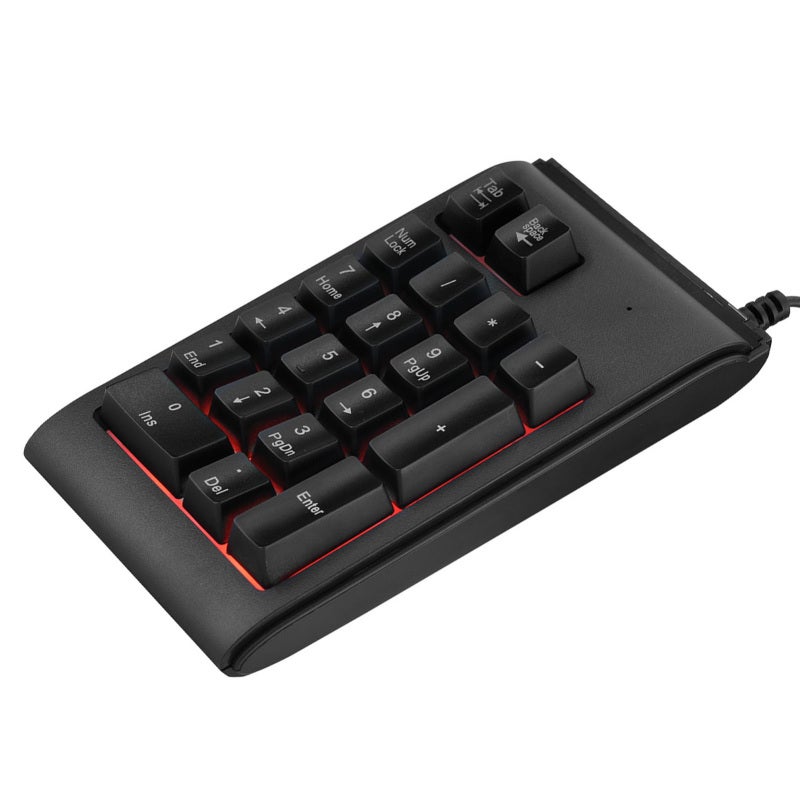 USB Numeric Keypad 19-Key Wired Number Keypad - Mechanical Touch Feeling Mini Keypad with 3-Color Breathing Lights for Office Works - Image 3
