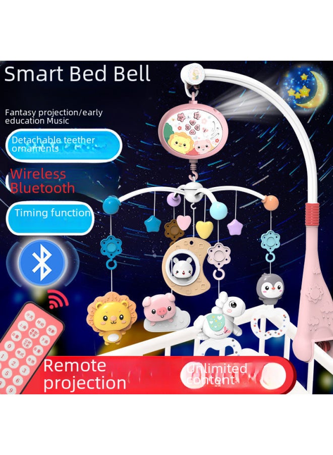 Newborn Baby Coax Bed Bell 0-1 Year Old Men's And Women's Treasure Toy Projection Music Rotating Puzzle Rattle Bed Bell-Color:Forest Blue Remote Control Bluetooth Edition-Battery  - Image 1