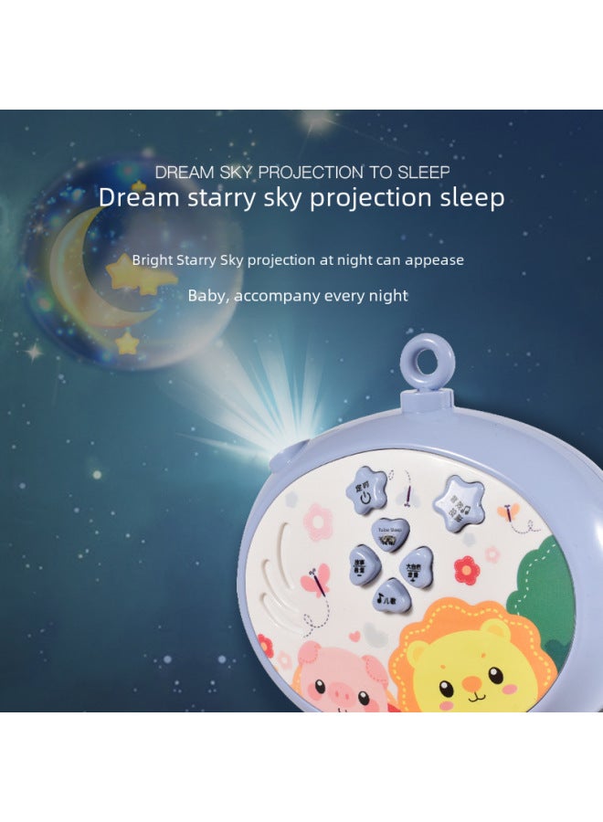 Newborn Baby Coax Bed Bell 0-1 Year Old Men's And Women's Treasure Toy Projection Music Rotating Puzzle Rattle Bed Bell-Color:Forest Blue Remote Control Bluetooth Edition-Battery  - Image 3