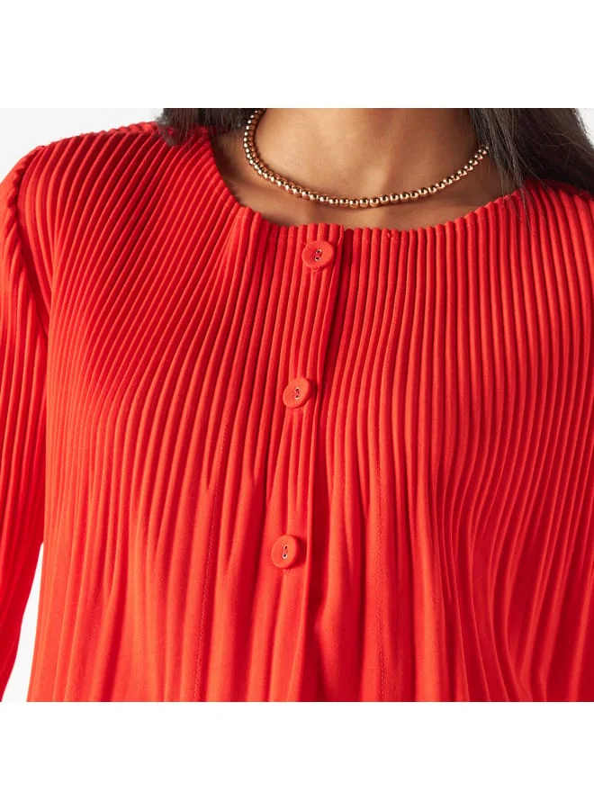 2Xtremz 2Xtremz Pleated Top with Button Closure and Long Sleeves